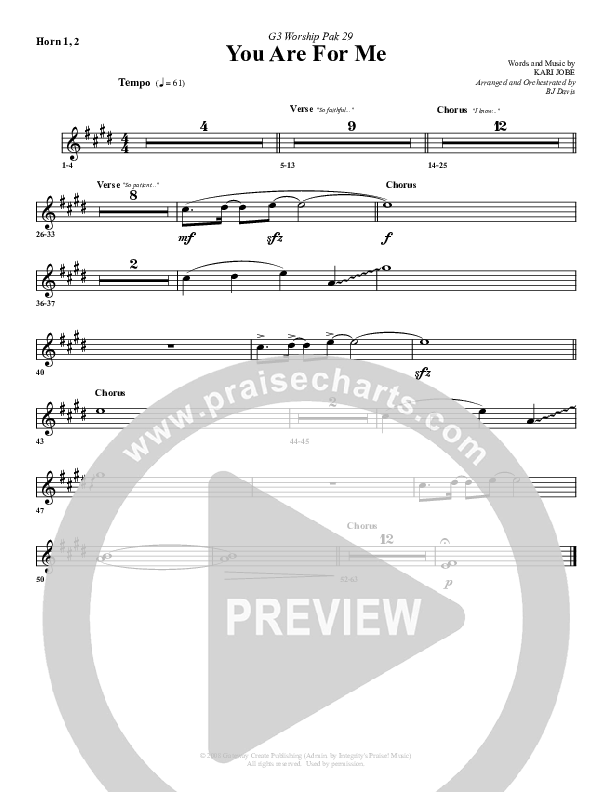 You Are For Me French Horn 1/2 (G3 Worship)