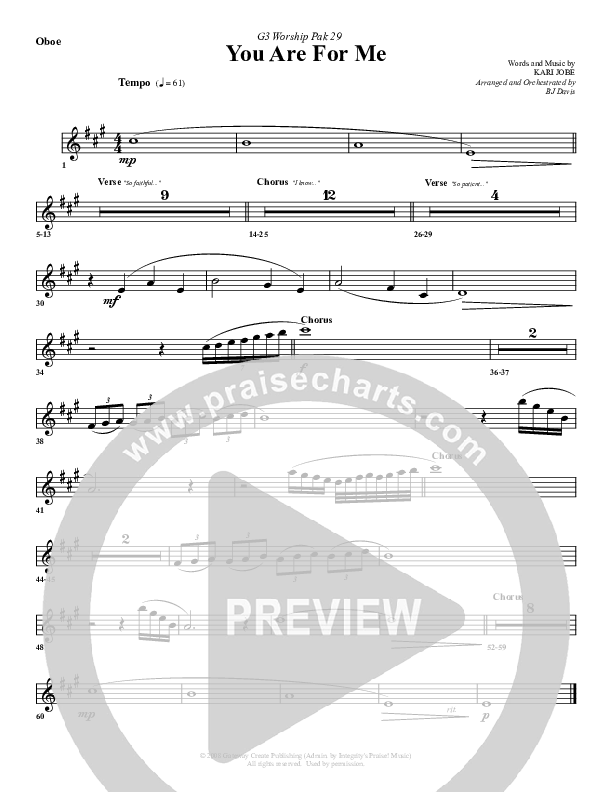 You Are For Me Oboe (G3 Worship)