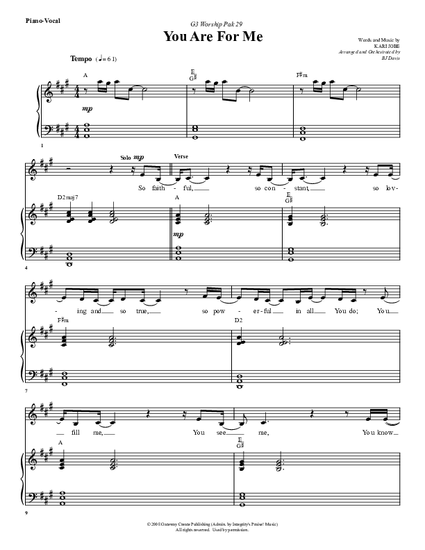 You Are For Me Lead & Piano (G3 Worship)