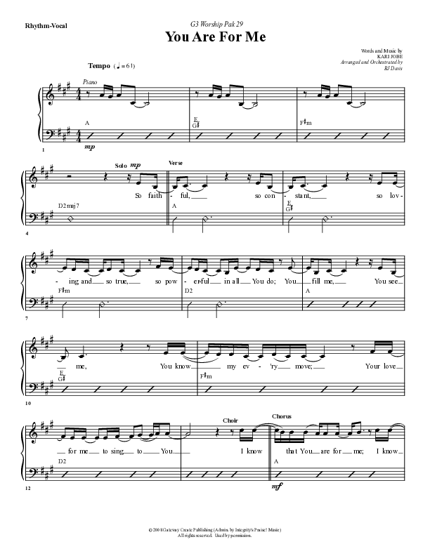 You Are For Me Rhythm/Vocal (G3 Worship)