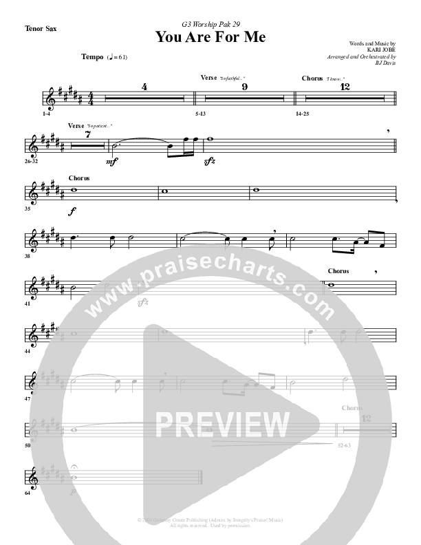 You Are For Me Tenor Sax 2 (G3 Worship)