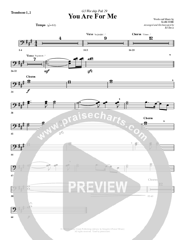 You Are For Me Trombone 1/2 (G3 Worship)