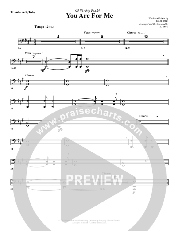 You Are For Me Trombone 3/Tuba (G3 Worship)