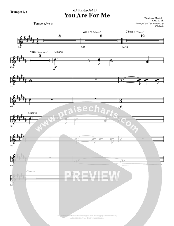 You Are For Me Trumpet 1,2 (G3 Worship)