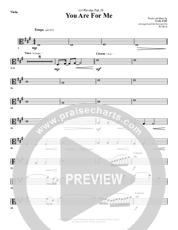 You Are For Me Viola (G3 Worship)