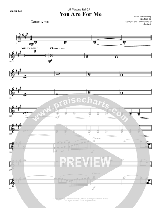 You Are For Me Violin 1/2 (G3 Worship)