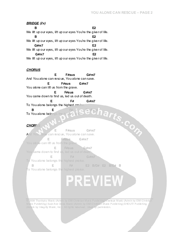 You Alone Can Rescue Chord Chart (G3 Worship)