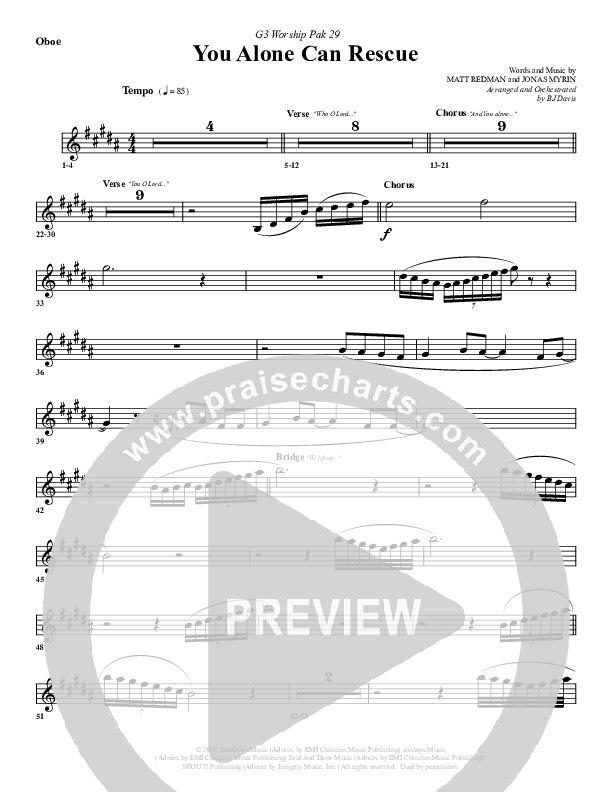 You Alone Can Rescue Oboe (G3 Worship)