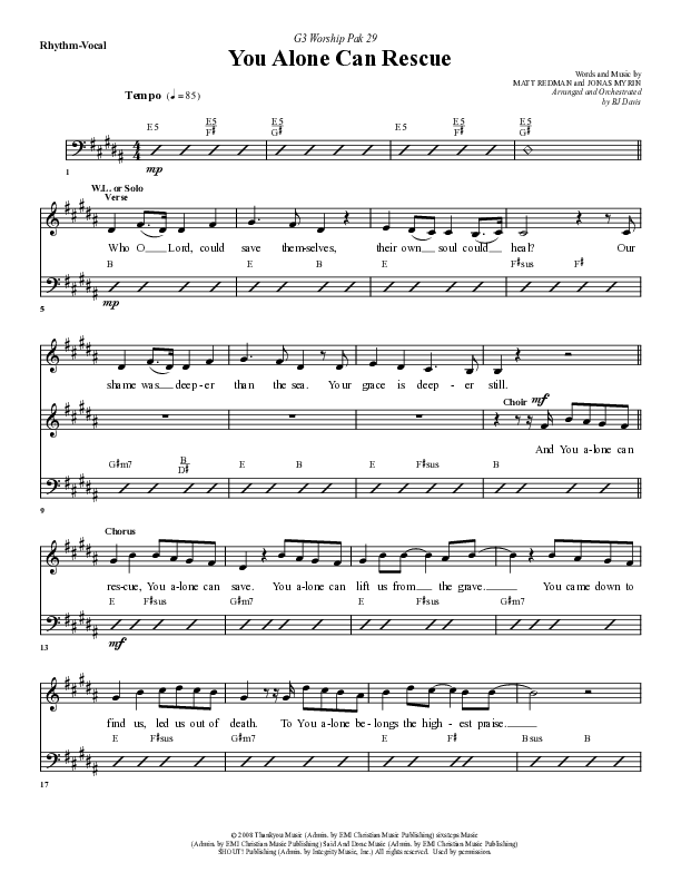 You Alone Can Rescue Rhythm/Vocal (G3 Worship)