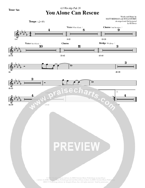 You Alone Can Rescue Tenor Sax 2 (G3 Worship)