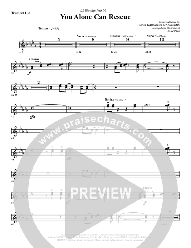 You Alone Can Rescue Trumpet 1,2 (G3 Worship)