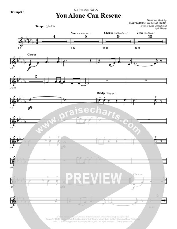 You Alone Can Rescue Trumpet 3 (G3 Worship)