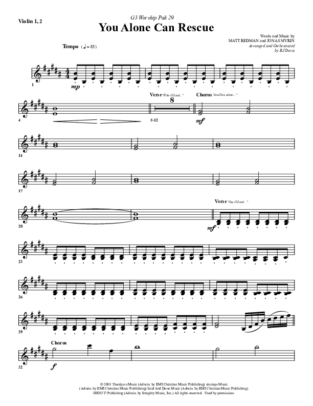 You Alone Can Rescue Violin 1/2 (G3 Worship)