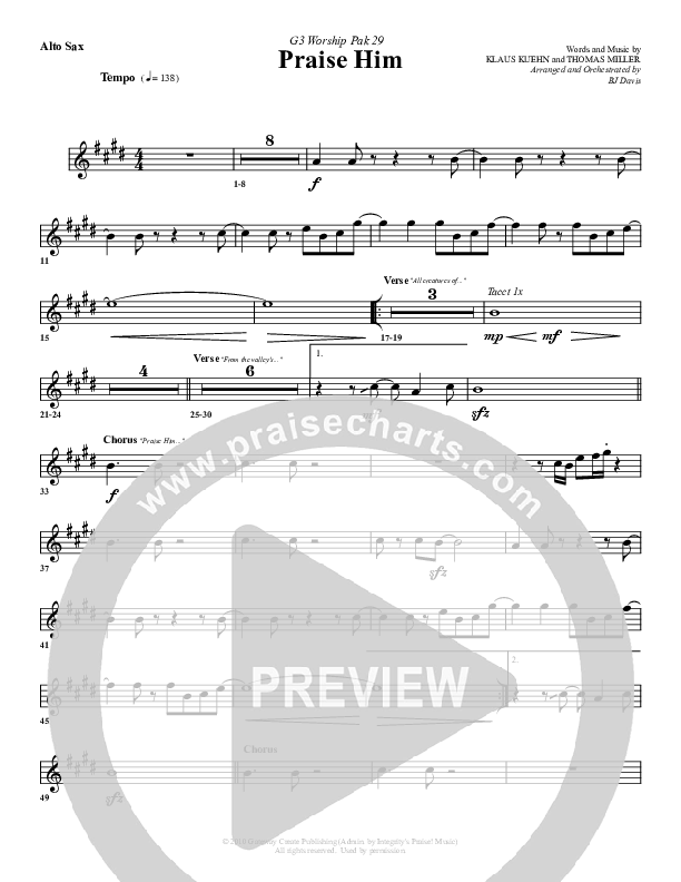 Praise Him Alto Sax (G3 Worship)