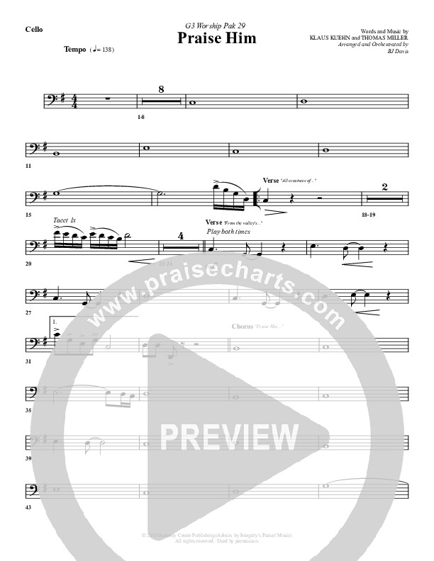 Praise Him Cello (G3 Worship)