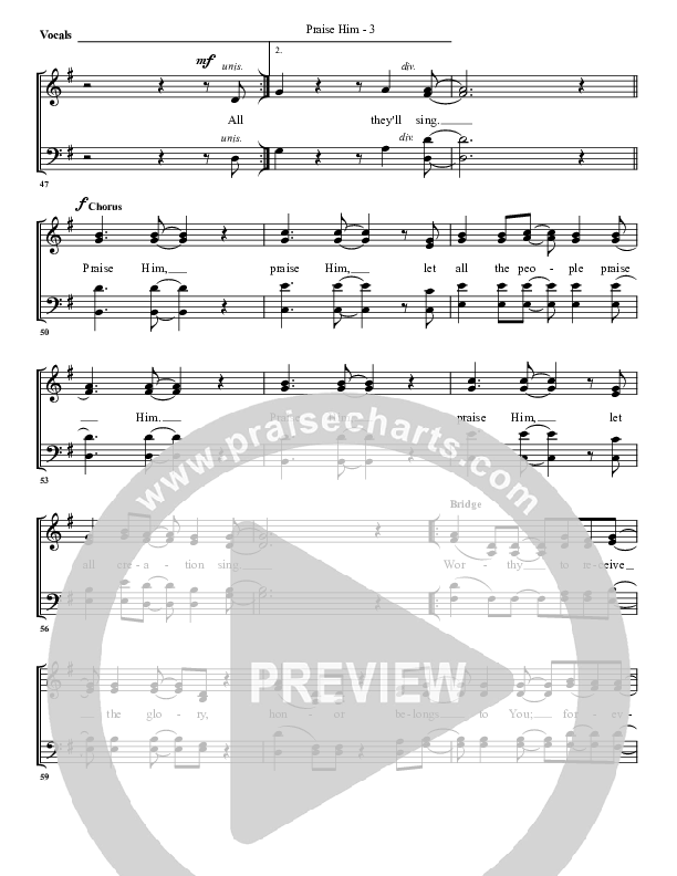 Praise Him Choir Sheet (G3 Worship)