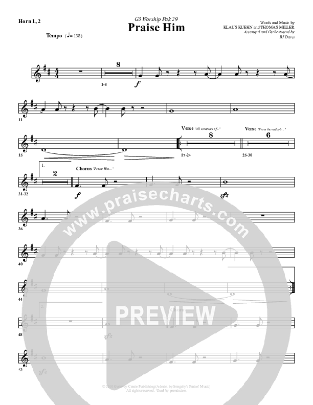 Praise Him French Horn 1/2 (G3 Worship)