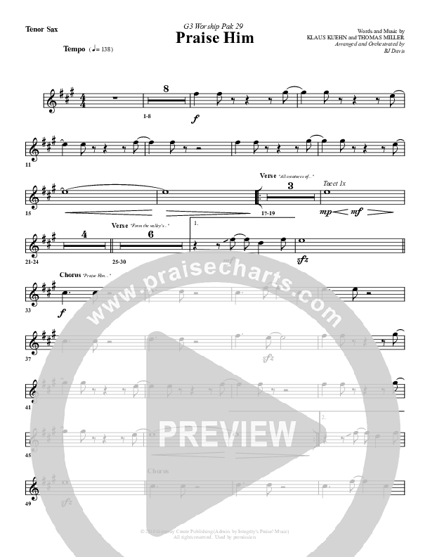 Praise Him Tenor Sax 2 (G3 Worship)