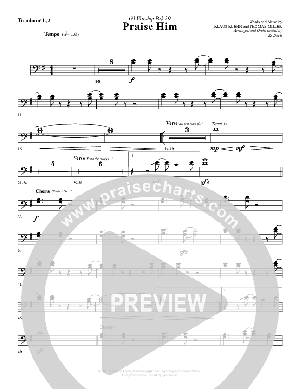 Praise Him Trombone 1/2 (G3 Worship)
