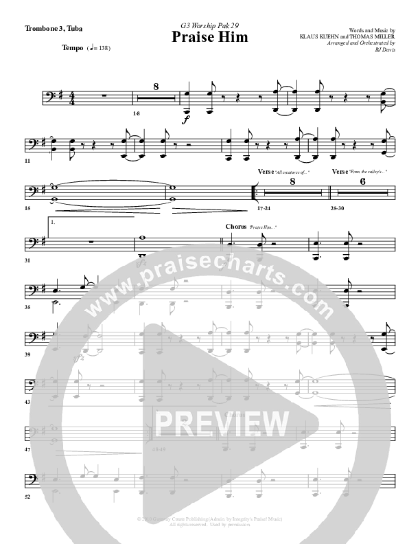 Praise Him Trombone 3/Tuba (G3 Worship)