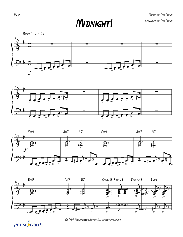 Midnight (Instrumental) Piano Sheet (Tom Payne)