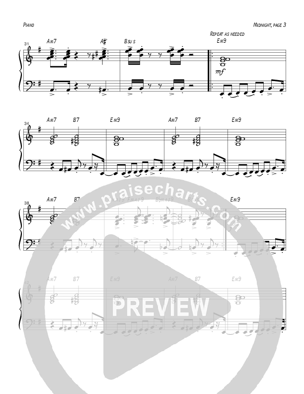 Midnight (Instrumental) Piano Sheet (Tom Payne)