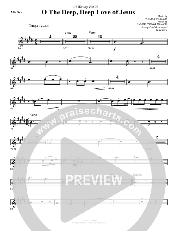 O The Deep Deep Love Of Jesus Alto Sax (G3 Worship)