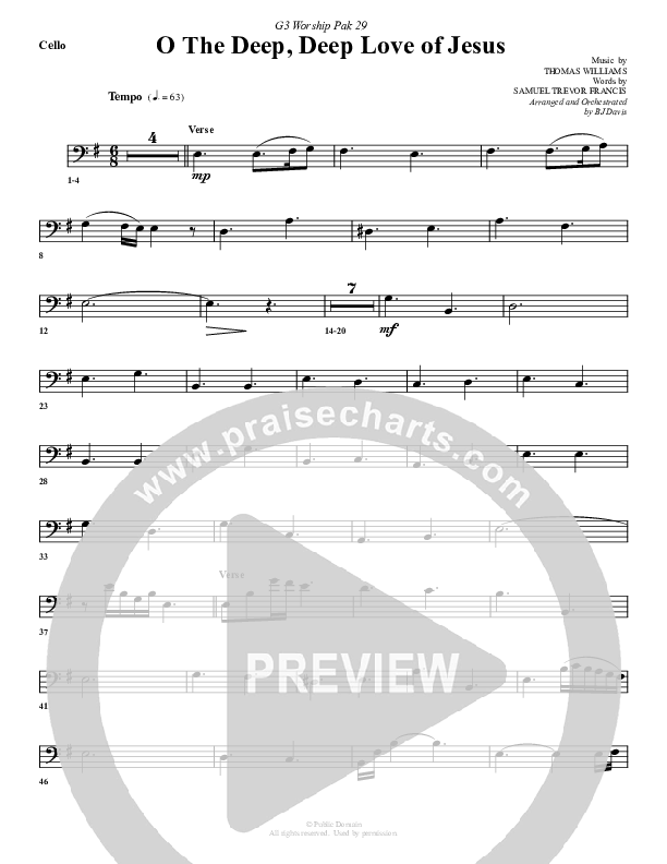 O The Deep Deep Love Of Jesus Cello (G3 Worship)