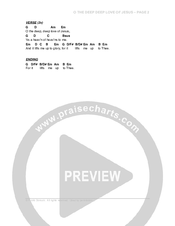 O The Deep Deep Love Of Jesus Chord Chart (G3 Worship)