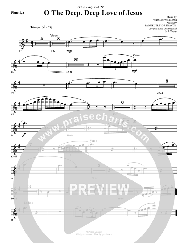 O The Deep Deep Love Of Jesus Flute 1/2 (G3 Worship)