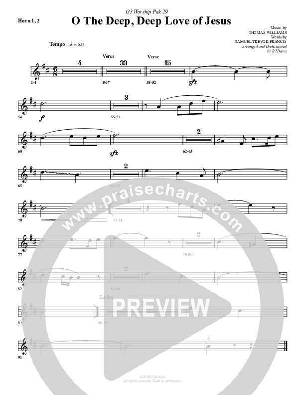 O The Deep Deep Love Of Jesus French Horn 1/2 (G3 Worship)