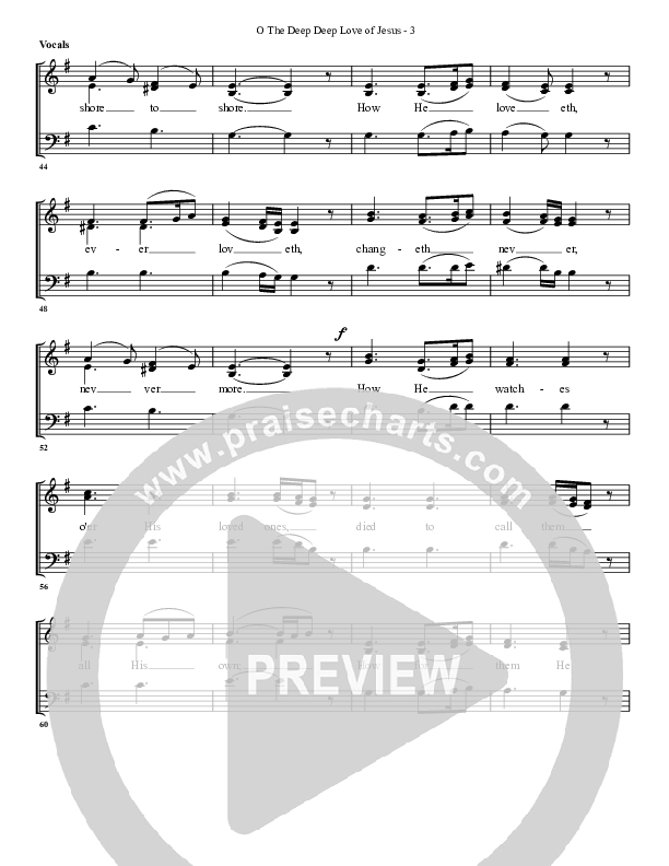 O The Deep Deep Love Of Jesus Lead Sheet (G3 Worship)