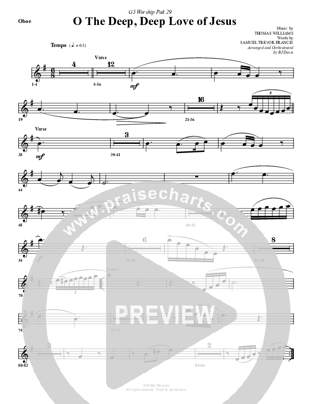 O The Deep Deep Love Of Jesus Oboe (G3 Worship)