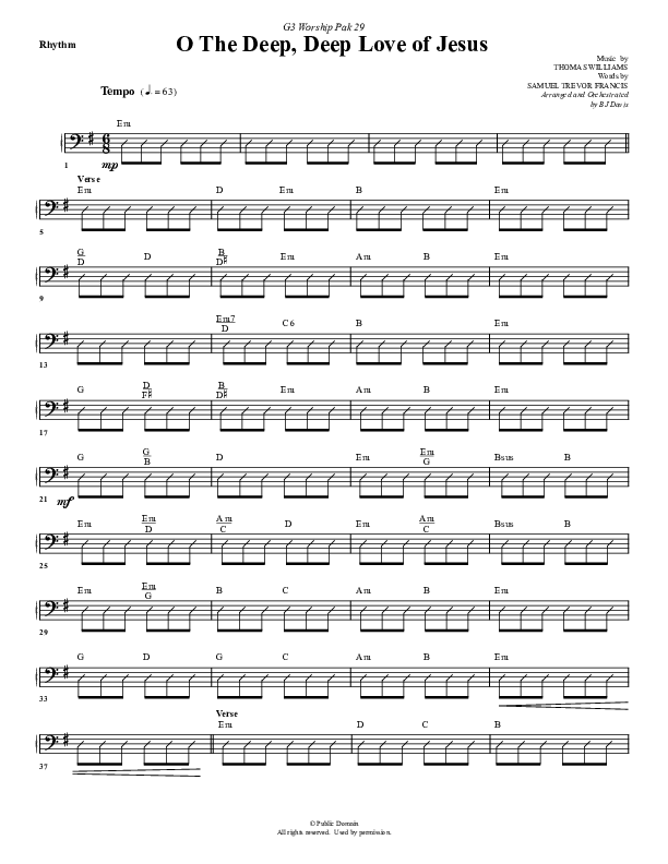 O The Deep Deep Love Of Jesus Rhythm Chart (G3 Worship)