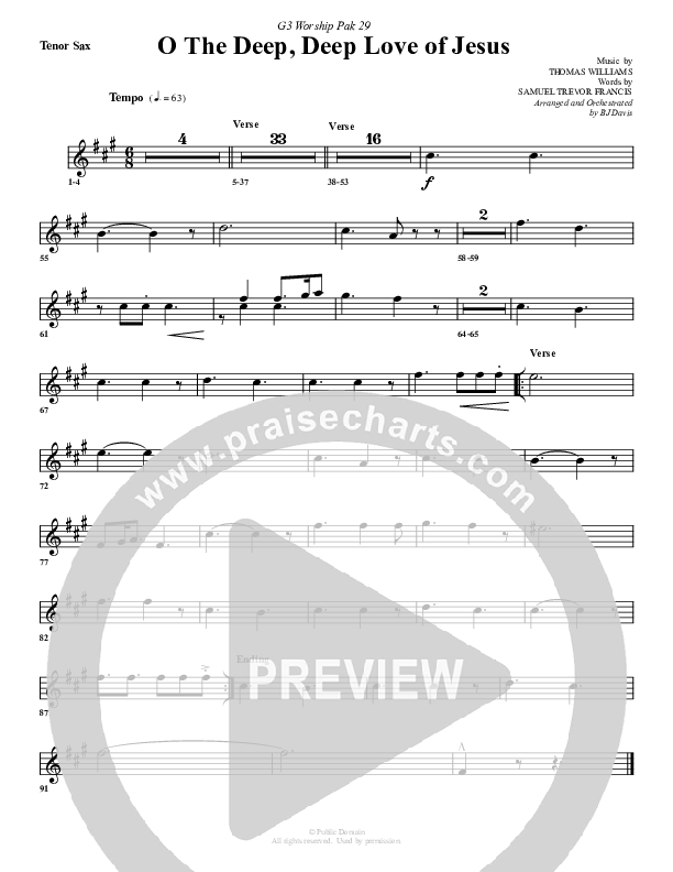 O The Deep Deep Love Of Jesus Tenor Sax 2 (G3 Worship)