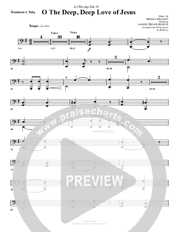 O The Deep Deep Love Of Jesus Trombone 3/Tuba (G3 Worship)