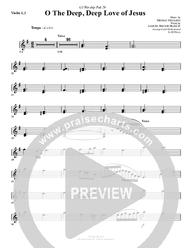 O The Deep Deep Love Of Jesus Violin 1/2 (G3 Worship)