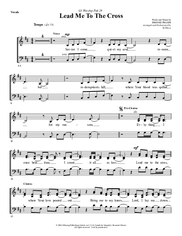 Lead Me To The Cross Choir Sheet (G3 Worship)