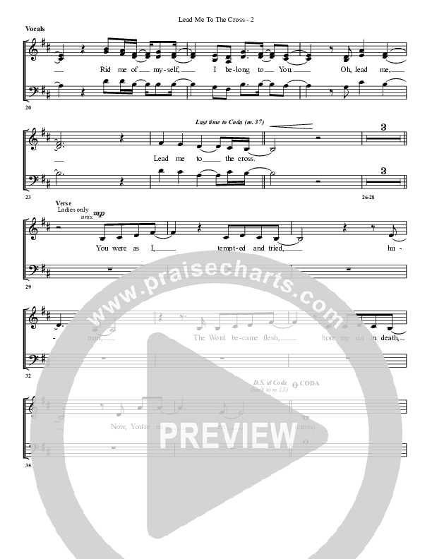 Lead Me To The Cross Choir Sheet (G3 Worship)