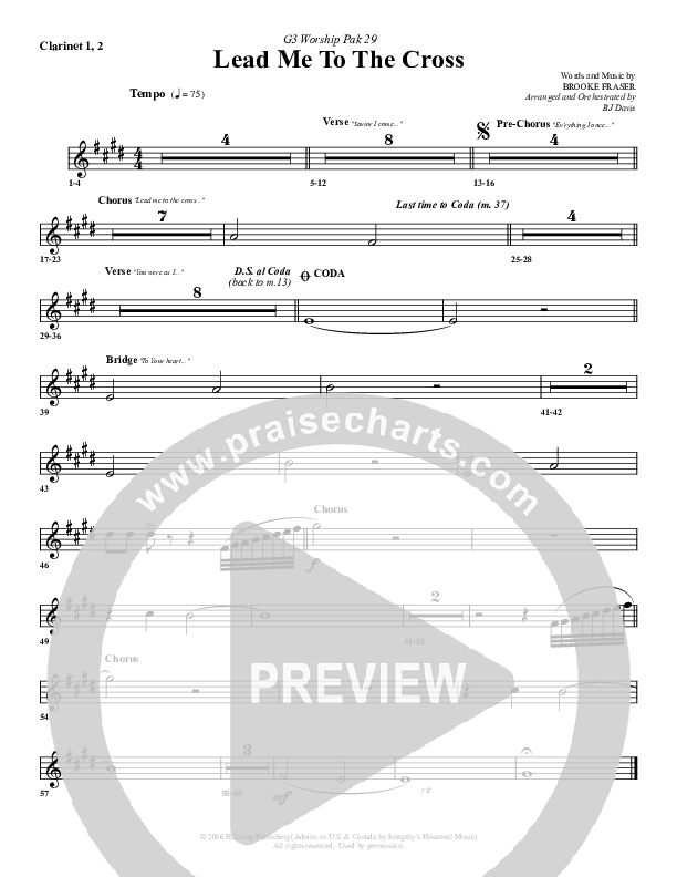Lead Me To The Cross Clarinet 1/2 (G3 Worship)