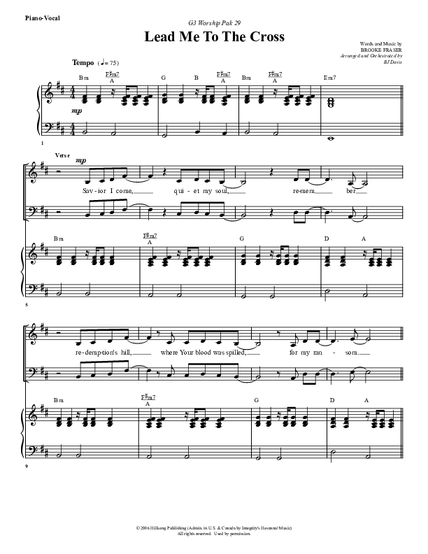 Lead Me To The Cross Piano/Vocal & Lead (G3 Worship)