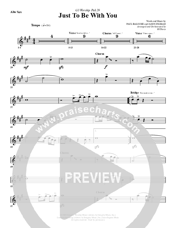 Just To Be With You Alto Sax (G3 Worship)
