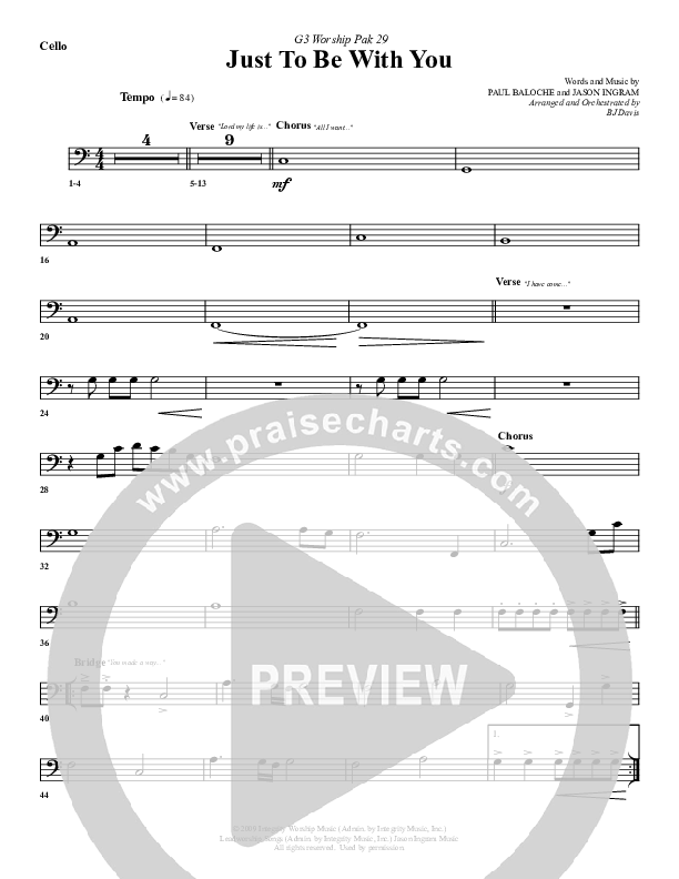 Just To Be With You Cello (G3 Worship)