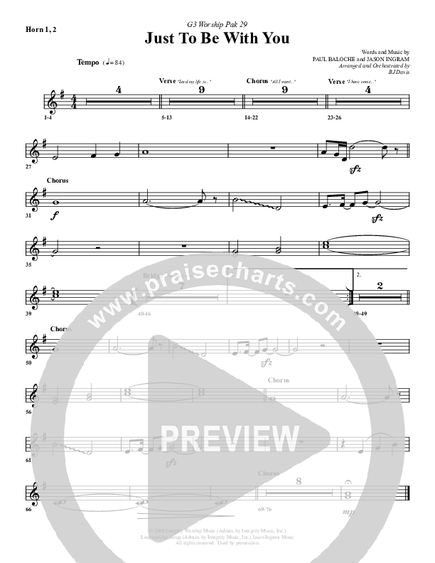 Just To Be With You French Horn 1/2 (G3 Worship)