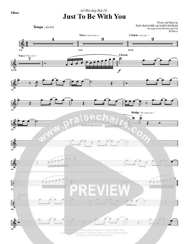 Just To Be With You Oboe (G3 Worship)