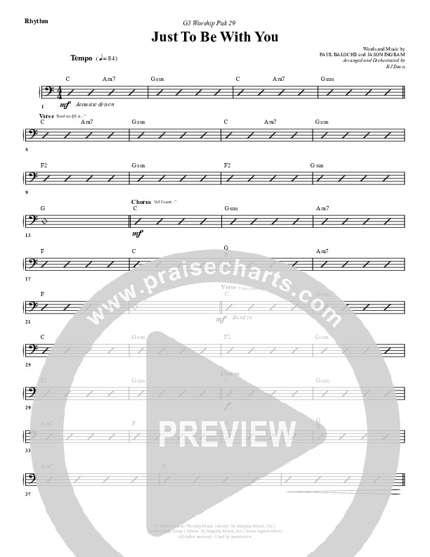 Just To Be With You Rhythm Chart (G3 Worship)