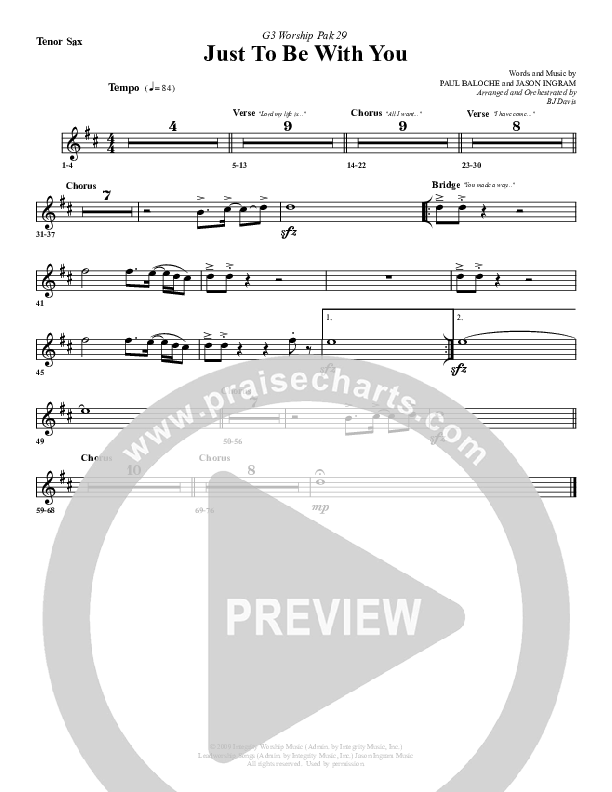 Just To Be With You Tenor Sax 2 (G3 Worship)
