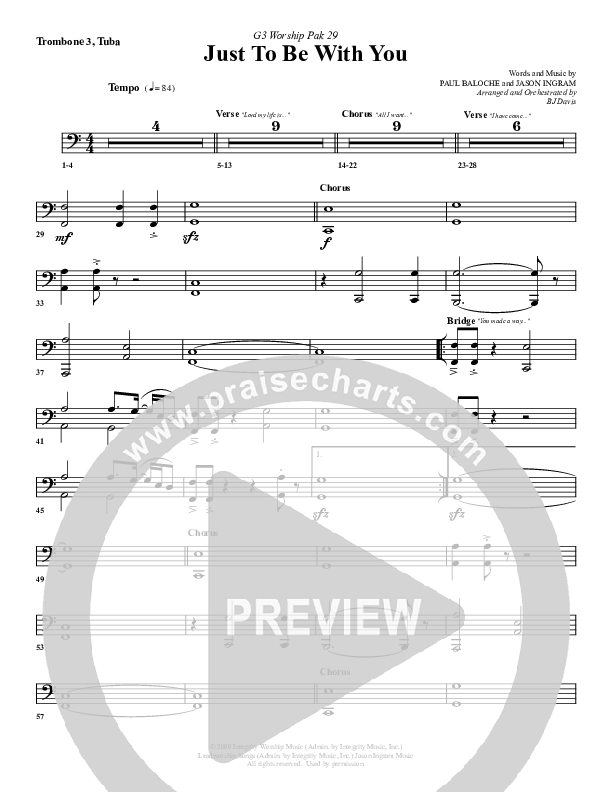 Just To Be With You Trombone 3/Tuba (G3 Worship)