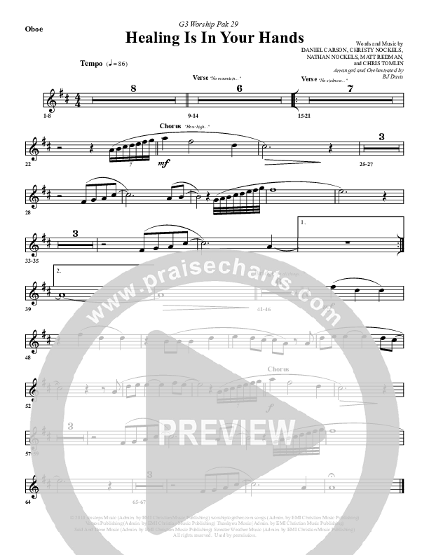 Healing Is In Your Hands Oboe (G3 Worship)