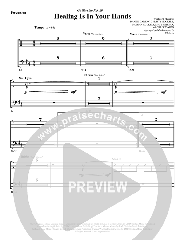 Healing Is In Your Hands Percussion (G3 Worship)